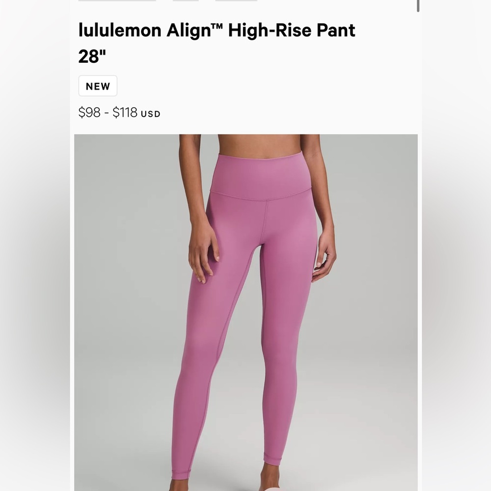 Pink Lululemon align leggings - Picture 1 of 3